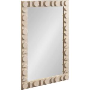 imageKate and Laurel Lunara Boho Rectangle Wood Wall Mirror 24 x 35 Bleached Wood Coastal Light Wooden Rectangular Bathroom Mirror for Over Sink with Geometric DetailingWhite