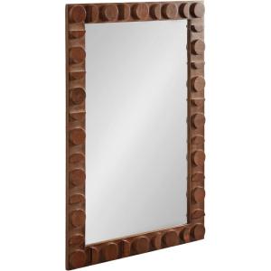 imageKate and Laurel Lunara Boho Rectangle Wood Wall Mirror 24 x 35 Bleached Wood Coastal Light Wooden Rectangular Bathroom Mirror for Over Sink with Geometric DetailingWalnut Brown