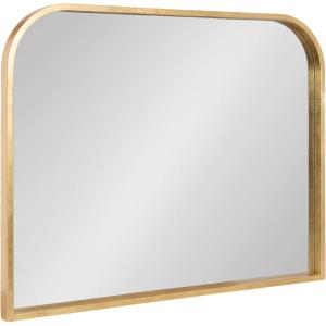 imageKate and Laurel Travis Modern Wide Basket Arch Wall Mirror 36 x 28 Gold Decorative Wide Arched Bathroom Mirror for Over Sink or for Use as Living Room Wall Decor Accent