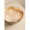 imageKate and Laurel Alessia Scalloped Round Metal Candle Bowl 8 Inch Diameter Gold Modern ThreeWick Unscented Candle with Decorative Bowl for Living Room DecorGold