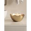 imageKate and Laurel Alessia Scalloped Round Metal Candle Bowl 8 Inch Diameter Gold Modern ThreeWick Unscented Candle with Decorative Bowl for Living Room DecorGold