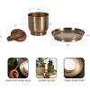 imageKate and Laurel Anaya Wooden ThreePiece Decor Accent Set Walnut Brown and Antique Brass Set of 3 Modern Tabletop Decor Set Including Planter Pot Accent Tray and Wooden KnotWalnut Brown and Gold