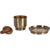 imageKate and Laurel Anaya Wooden ThreePiece Decor Accent Set Walnut Brown and Antique Brass Set of 3 Modern Tabletop Decor Set Including Planter Pot Accent Tray and Wooden KnotWalnut Brown and Gold