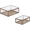 imageKate and Laurel Nevala Traditional Decorative Glass Box Set for Tabletop Storage Set of 2 Clear Glass and Antique Brass Vintage Jewelry Boxes for Bathroom Vanity Organization or Entryway Decor