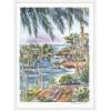 imageKate and Laurel Laguna Beach California Scene Framed Canvas Wall Art by Patricia Shaw 18 x 24 Sylvie White Coastal Beach Landscapes Tropical Art for Wall Decor Living Room Bedroom
