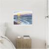 imageKate and Laurel Ocean Sunset with Purple Sky Framed Canvas Wall Art by Patricia Shaw 24 x 18 Sylvie White Coastal Beach Landscapes Nature Art for Wall Decor Living Room Bedroom