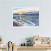 imageKate and Laurel Ocean Sunset with Purple Sky Framed Canvas Wall Art by Patricia Shaw 24 x 18 Sylvie White Coastal Beach Landscapes Nature Art for Wall Decor Living Room Bedroom
