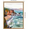imageKate and Laurel Pho Beach Framed Canvas Wall Art by Nikita Jariwala 18 x 24 Sylvie Natural Coastal Abstract Beach Nature Art for Wall Decor Living Room Bedroom