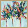 imageKate and Laurel Rainbow Coconuts Framed Canvas Wall Art by Rachel Christopoulous 30 x 30 Sylvie Bright Gold Coastal Tropical Beach Landscapes Art for Wall Decor Living Room BedroomBright Gold