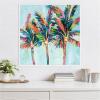imageKate and Laurel Rainbow Coconuts Framed Canvas Wall Art by Rachel Christopoulous 30 x 30 Sylvie Bright Gold Coastal Tropical Beach Landscapes Art for Wall Decor Living Room BedroomWhite