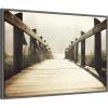 imageKate and Laurel Cannon Beach Wood Walkway Framed Canvas Wall Art by Saint and Sailor Studios 33 x 23 Sylvie Dark Grey Rustic Farmhouse Beach Landscapes Nature Art for Wall Decor Living Room