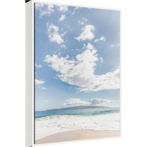 imageKate and Laurel Beach Framed Canvas Wall Art by Alicia Abla 28 x 38 Sylvie White Coastal Beach Landscapes Art for Wall Decor Living Room Bedroom
