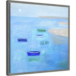 imageKate and Laurel Calm Waters Framed Canvas Wall Art by Giuliana Lazzerini 22 x 22 Sylvie Greywash Coastal Beach Landscapes Art for Wall Decor Living Room Bedroom