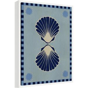 imageKate and Laurel Lush Duo 3 Seashells Framed Canvas Wall Art by Shatha Al Dafai 18 x 24 Sylvie White Coastal Beach Art for Wall Decor Living Room Bedroom