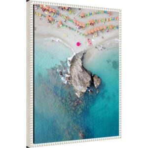 imageKate and Laurel Monterosso 7 Framed Canvas Wall Art by Rachel Dowd 18 x 24 Sylvie Beaded White Coastal Beach Landscapes Art for Wall Decor Living Room Bedroom