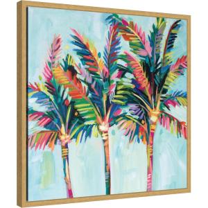 imageKate and Laurel Rainbow Coconuts Framed Canvas Wall Art by Rachel Christopoulous 30 x 30 Sylvie Bright Gold Coastal Tropical Beach Landscapes Art for Wall Decor Living Room BedroomBright Gold