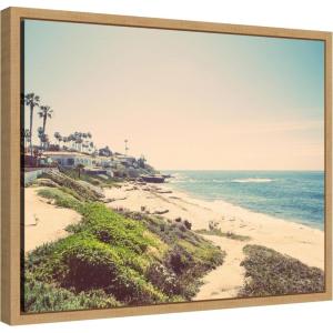 imageKate and Laurel Vintage Coastal Seaside Beach Framed Canvas Wall Art by Saint and Sailor Studios 20 x 16 Sylvie Natural Coastal Beach Landscapes Nature Art for Wall Decor Living Room