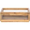 imageKate and Laurel Curiel Decorative Glass Box for Tabletop Storage 10 x 6 x 4 Clear Glass and Natural Wood Modern Jewelry Box for Use as Bathroom Vanity Organization or Entryway Table Decor