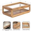 imageKate and Laurel Curiel Decorative Glass Box for Tabletop Storage 10 x 6 x 4 Clear Glass and Natural Wood Modern Jewelry Box for Use as Bathroom Vanity Organization or Entryway Table Decor