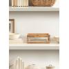 imageKate and Laurel Curiel Decorative Glass Box for Tabletop Storage 10 x 6 x 4 Clear Glass and Natural Wood Modern Jewelry Box for Use as Bathroom Vanity Organization or Entryway Table Decor