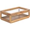 imageKate and Laurel Curiel Decorative Glass Box for Tabletop Storage 10 x 6 x 4 Clear Glass and Natural Wood Modern Jewelry Box for Use as Bathroom Vanity Organization or Entryway Table Decor