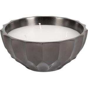 imageKate and Laurel Plete Round Pleated Metal Candle Bowl 8 Inch Diameter Black Nickel Modern Scalloped ThreeWick Unscented Candle with Decorative Bowl for Living Room DecorPewter
