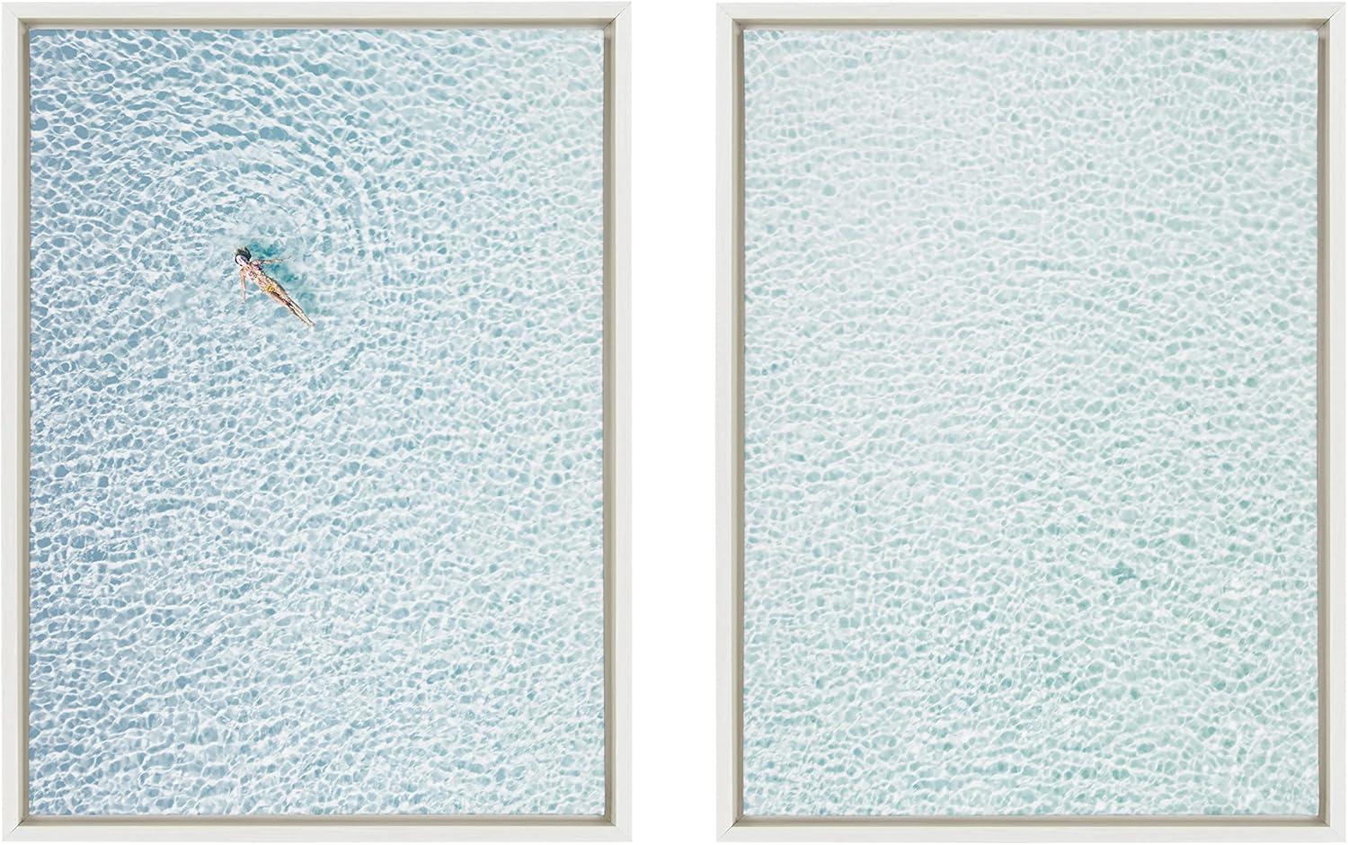 imageKate and Laurel Sylvie Woman Floating I and II Framed Canvas Wall Art by Amy Peterson Art Studio 2 Piece 18x24 White Calming Colorful Wall Dcor For Living Room Bedroom Office Or Entryway