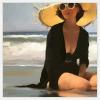 imageKate and Laurel Beach Babe 1 Framed Canvas Wall Art by Mary Sparrow 22 x 22 Sylvie White Coastal Beach People Art for Wall Decor Living Room Bedroom
