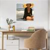 imageKate and Laurel Beach Babe 1 Framed Canvas Wall Art by Mary Sparrow 22 x 22 Sylvie White Coastal Beach People Art for Wall Decor Living Room Bedroom
