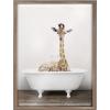 imageKate and Laurel Blake Giraffe 2 in Tub Color Framed Printed Glass Wall Art by Amy Peterson 18x24 Natural Adorable Animal Art for WallGold
