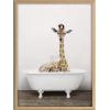 imageKate and Laurel Blake Giraffe 2 in Tub Color Framed Printed Glass Wall Art by Amy Peterson 18x24 Natural Adorable Animal Art for WallNatural