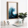 imageKate and Laurel Blake Waves Framed Printed Glass Art 18x24 Natural Transitional Wall DecorNatural