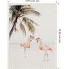 imageKate and Laurel Flamingos on Vacation Framed Canvas Wall Art by July Art Prints 18 x 24 Sylvie Beaded White Whimsical Beach Animals Art for Wall Decor Living Room Bedroom