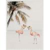 imageKate and Laurel Flamingos on Vacation Framed Canvas Wall Art by July Art Prints 18 x 24 Sylvie Beaded White Whimsical Beach Animals Art for Wall Decor Living Room Bedroom