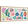 imageKate and Laurel Fun Colorful Tropical Fish Framed Canvas Wall Art by Rachel Lee 40 x 18 Sylvie Natural Whimsical Abstract Animals Beach Art for Wall Decor Living Room BedroomNatural
