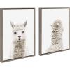imageKate and Laurel Sylvie Alpaca Front and Back Framed Canvas Wall Art by Amy Peterson Set of 2 18x24 Gray Adorable Animal Wall DecorGrey