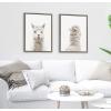 imageKate and Laurel Sylvie Alpaca Front and Back Framed Canvas Wall Art by Amy Peterson Set of 2 18x24 Gray Adorable Animal Wall DecorGrey