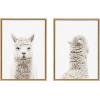 imageKate and Laurel Sylvie Alpaca Front and Back Framed Canvas Wall Art by Amy Peterson Set of 2 18x24 Gray Adorable Animal Wall DecorNatural