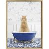 imageKate and Laurel Sylvie Alpaca In Eclectic Blue Bath Framed Canvas Wall Art by Amy Peterson Art Studio 18x24 White Whimsical Animal Art for WalGold