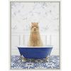 imageKate and Laurel Sylvie Alpaca In Eclectic Blue Bath Framed Canvas Wall Art by Amy Peterson Art Studio 18x24 White Whimsical Animal Art for WalWhite