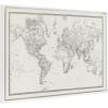 imageKate and Laurel Sylvie Beaded Vintage Black and White World Map Vintage Framed Canvas Wall Art by The Creative Bunch Studio 23x33 Gold Modern Geographical Map DcorWhite