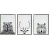 imageKate and Laurel Sylvie Bear Deer and Wolf Framed Canvas Wall Art Set by Simon Te of Tai Prints 3 Piece Set 18x24 Gray Animal And Nature Home DcorGray