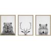 imageKate and Laurel Sylvie Bear Deer and Wolf Framed Canvas Wall Art Set by Simon Te of Tai Prints 3 Piece Set 18x24 Gray Animal And Nature Home DcorNatural
