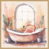 imageKate and Laurel Sylvie Flamingo Bath Pastel Tropical Bathroom Watercolor Framed Canvas Wall Art by The Creative Bunch Studio 30 x 30 Gold Whimsical Bathroom Animals Tropical Decor Living Room