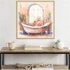 imageKate and Laurel Sylvie Flamingo Bath Pastel Tropical Bathroom Watercolor Framed Canvas Wall Art by The Creative Bunch Studio 30 x 30 Gold Whimsical Bathroom Animals Tropical Decor Living Room