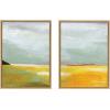 imageKate and Laurel Sylvie Golden Root Lake I and II Framed Canvas Wall Art Set by Nikita Jariwala 2 Piece Set 18x24 Natural Soft Abstract Prairie Landscape Art for Wall Decor