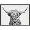 imageKate and Laurel Sylvie Highland Cow 2 Framed Canvas Wall Art by Simon Te of Tai Prints 28 x 38 Gray Oversized Farmhouse Animal ArtGray