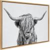imageKate and Laurel Sylvie Highland Cow 2 Framed Canvas Wall Art by Simon Te of Tai Prints 28 x 38 Gray Oversized Farmhouse Animal ArtNatural