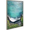 imageKate and Laurel Sylvie Maui Black Sand Beach 1 Framed Canvas Wall Art by Rachel Bolgov 18x40 Gray Coastal Beach Home DcorGray