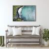 imageKate and Laurel Sylvie Maui Black Sand Beach 1 Framed Canvas Wall Art by Rachel Bolgov 18x40 Gray Coastal Beach Home DcorGray